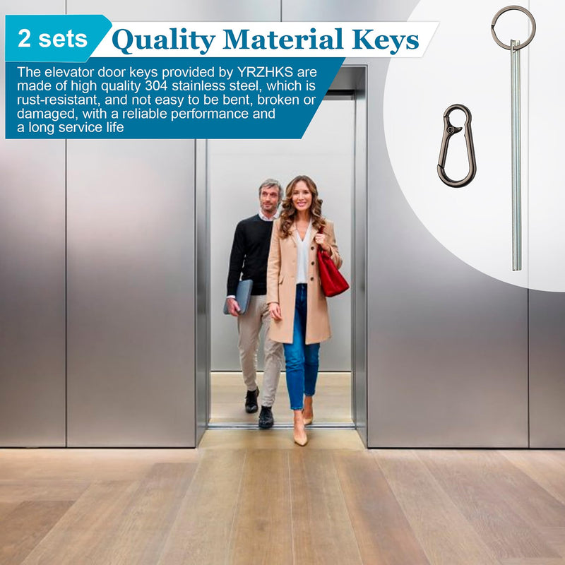 2-Pack Small Half Moon Elevator Door Key for Schindler Elevator Door | with Dark Gray Metal Keychain, Non-Bend, Routine Elevator Maintenance