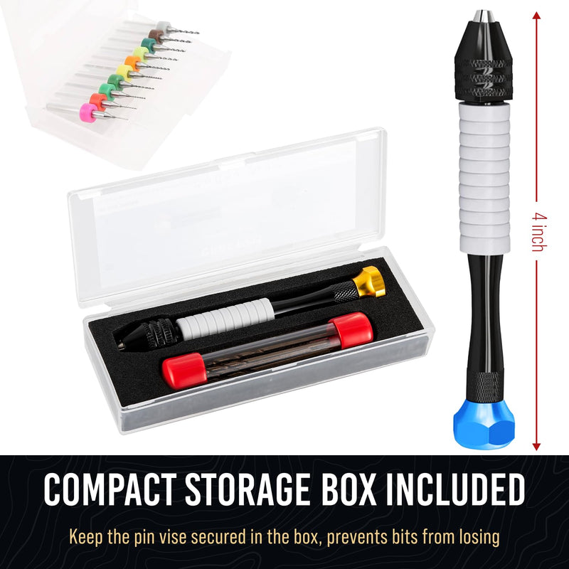Micro Drill Bits Set with Pin Vise | Small Hand Drill Bit Set - Pin Vise Hand Drill Manual, PCB Mini Drill Bits for Resin Beads Polymer Clay | DYI Jewelry Making Drill, Craft Drill Bits Set Professional