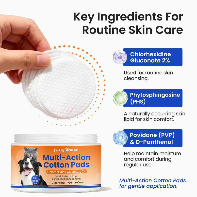 Pet Care Bundle – Itch Relief Ear Cleaner (8.45 oz) with Manuka Honey & Green Tea + 2% Chlorhexidine Skin Cleaning Pads (60 Wipes) – Non-Stinging Ear Wash & Non-Drying Grooming Wipes for D