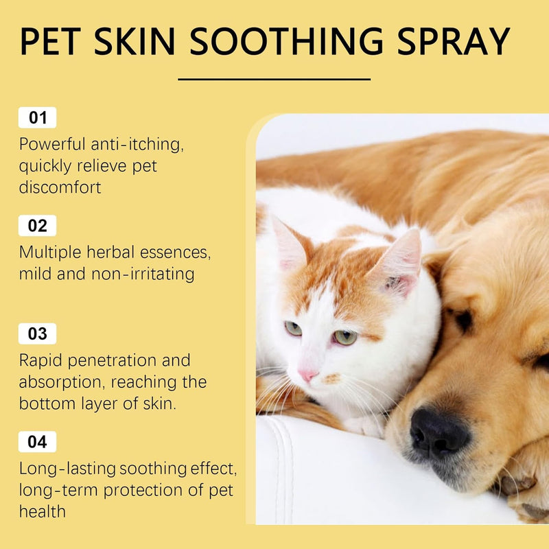 Pet Skin Treatment Spray for Dogs and Cats- Nature Soothing Solution for Itchy Skin, Reduces Scratching- 2Pcs