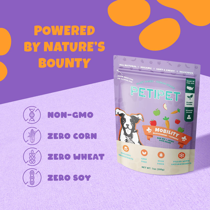Hip and Joint Supplement for Dogs - Glucosamine and Tumeric Treats - Anti-Inflammatory Chews for Joint Health Support, Arthritis, Pain Relief - For Large and Small Breeds, Senior Dogs, Puppies 200 grams - PawsPlanet Australia