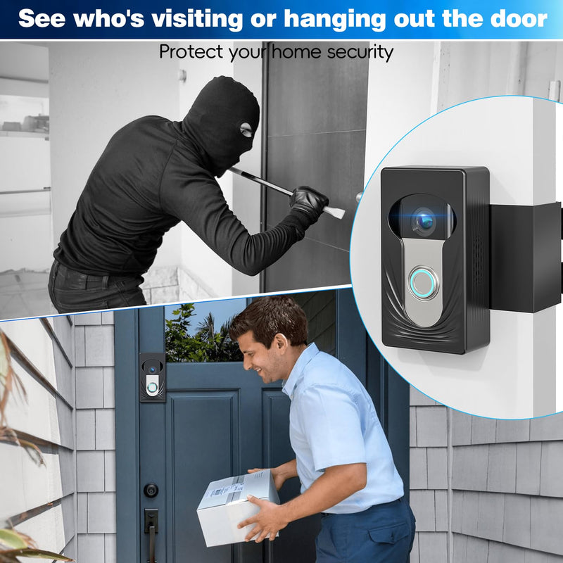 Wireless Video Doorbell Mount for Ring/Blink/Eufy, Compatible with Ring 4/3/2/1, No Drill Anti Theft Camera Mount, Camera Holder with Double Screw Fixing, Black (Not Include Doorbell) - NewNest Australia