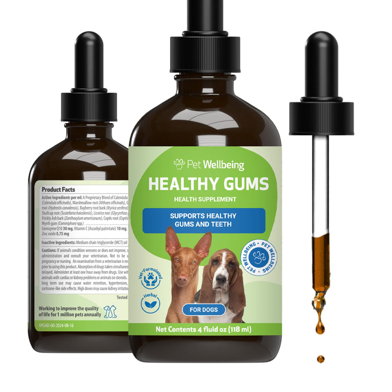Pet Wellbeing Healthy Gums for Dogs - Topical Drops for Oral Care, Dental Health & Fresh Breath - NASC Certified & Vet-Formulated - 4 oz Liquid 4 fl oz (118 ml)
