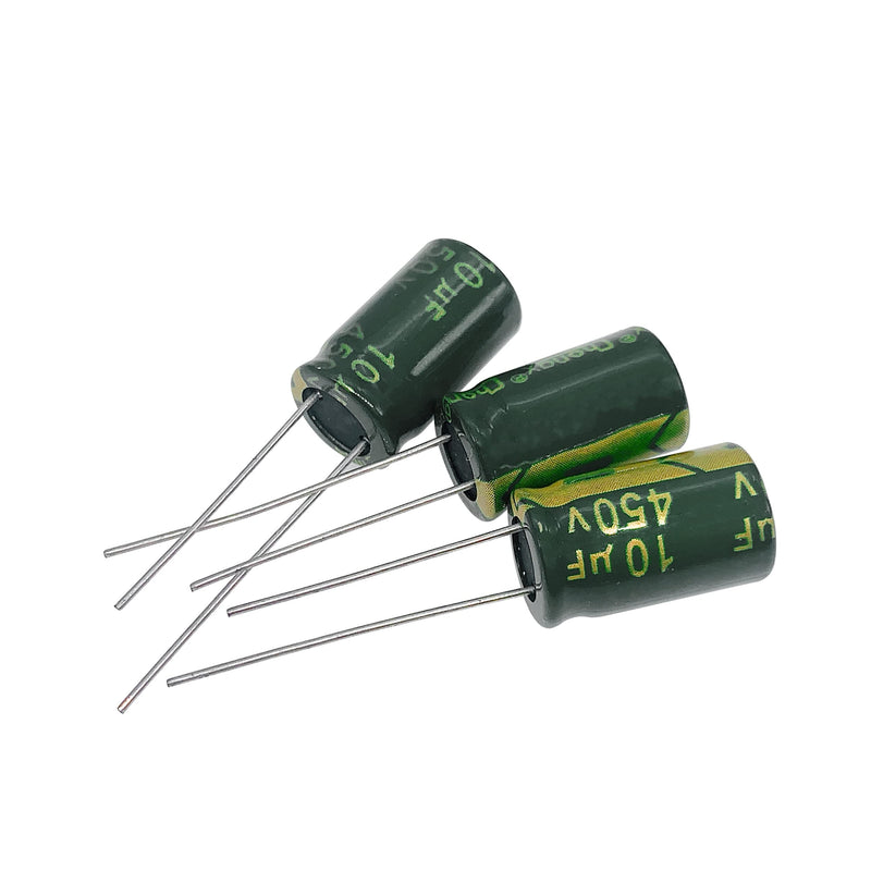 10pcs 450V 10UF Capacitor 10X17MM(0.39x0.67in) High Frequency Aluminum Electrolytic Capacitors for TV, LCD Monitor, Game 10pcs 450V 10UF