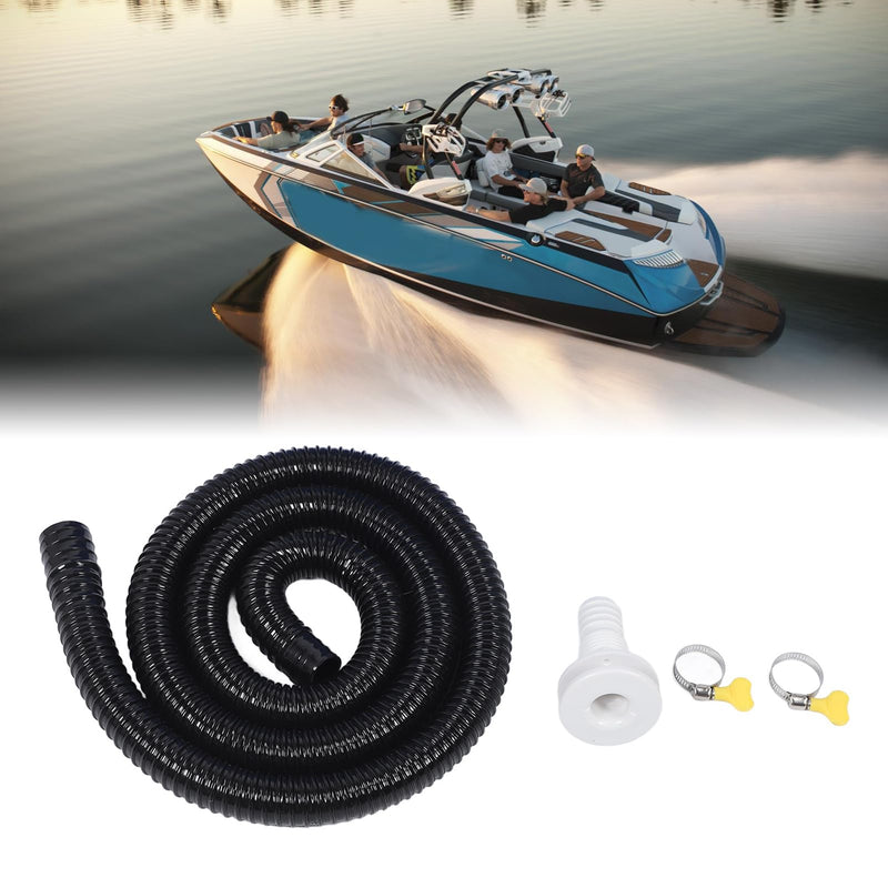 Bilge Pump Installation Kit Black 11/8in Leak Proof Easy Installation Bilge Pump Hose, ABS and Rubber Material, 2m Flexible Corrugated Hose for Bilge Pumps with 11/8 Inch
