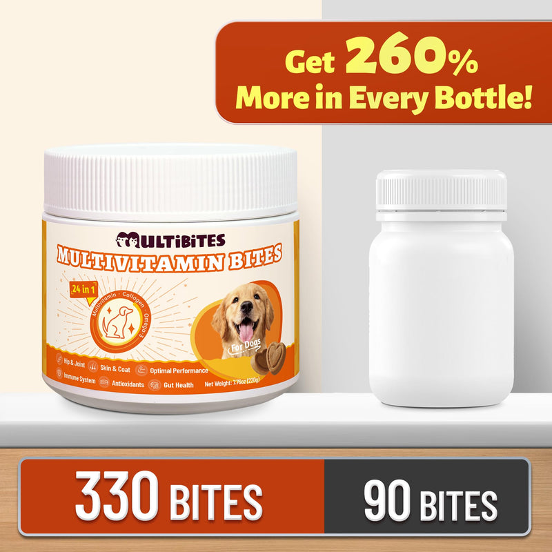 300 Bites Vitamins Supplements and Taurine for Dogs with CoQ10, Glucosamine,Omega 3, MSM - Dog Multivitamins for Heart Health, Immunity Support, Antioxidant Protection 7.76oz