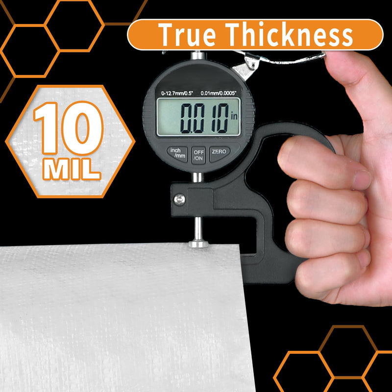 White Heavy Dut Waterproof Tarp 4' x 6', 10 Mil Thick, High Durability, Rip and Tear Resistant with Metal Grommets Every 20 Inches 4 FT x 6 FT White