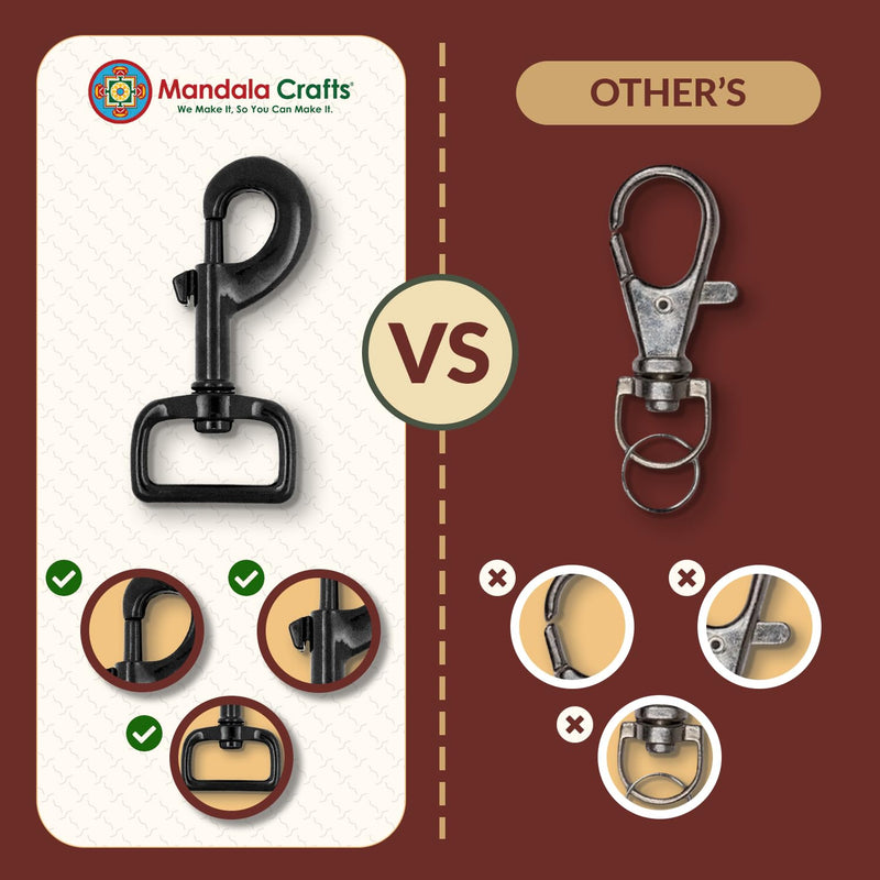 Mandala Crafts Swivel Snap Hooks Heavy Duty Trigger for Dog Leash Clip - Clasp for Bags Backpacks Straps Harnesses - Snaphooks 10 Pieces 3.25 Inches Black