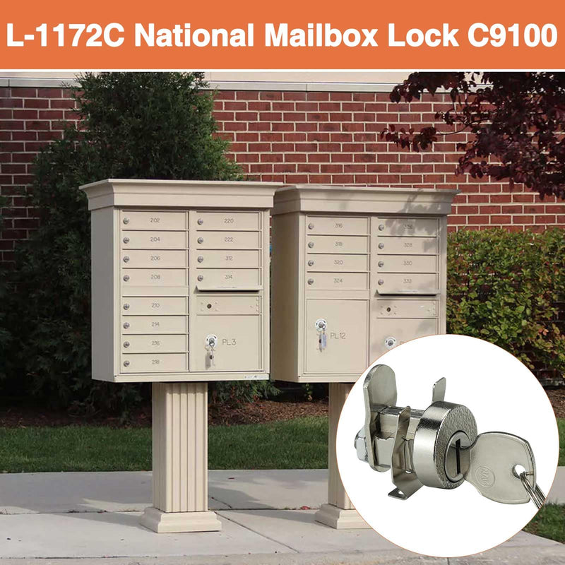 1-Pack Mailbox Lock and Key L-1172C COMP-X National Mailbox Lock C9100 Mailbox Key Lock with 3 Keys 5 Shaped Locking Plates Clockwise
