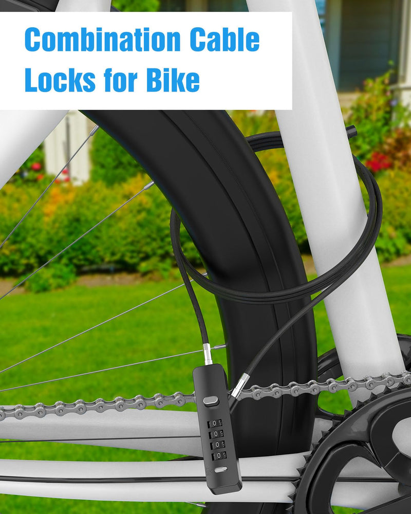 Combination Lock, 4-Digit Steel Cable Locks with Code, Locks for Lockers with 3 Lengths Cables for Bikes, File Cabinets, Wardrobes, Small Fences, Refrigerator Door (Gray-2pcs) Gray-2pcs