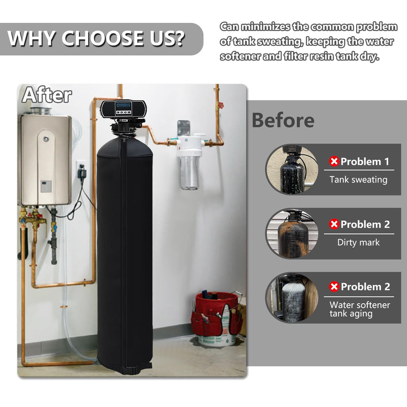 Bitubi Water Softener Neoprene Sweat Jacket, Outdoor Water Softener and Filter Tank Cover to Prevent Sweating, Water Softener Insulated Cover (9x48, Black) 9x48(Tank Jacket) Neoprene Sweat Jacket (Black)