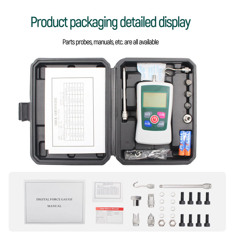 50N Digital Force Gauge Push and Pull Tester Meter with 4 Measurement Units N Kg Lb Oz, Automatic Backlight, Buzzer Alarm Function,1% Accuracy 50N