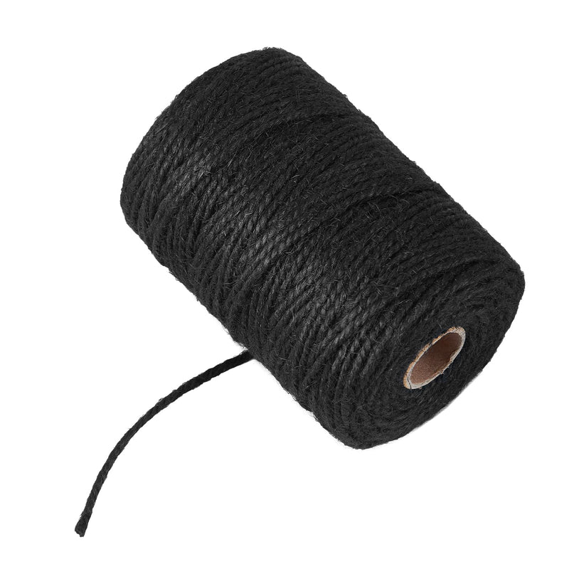 328 Feet 3mm Thick Black Natural Jute Twine, Garden Twine Heavy Duty Industrial Packing Materials String Wrapping, Arts, and Crafts, Halloween Wrapping, Gardening Applications 3mm-328ft