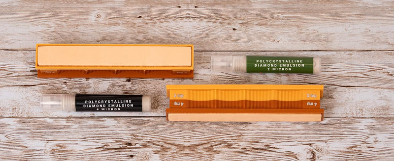 Wicked Edge 4/2 Micron Diamond Emulsion and Leather Strops Pack