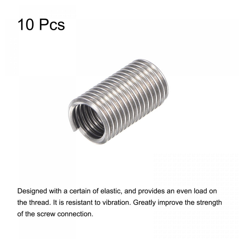 uxcell 10pcs Wire Thread Inserts 3/8-16 UNC 3D(1-1/8") 304 Stainless Steel Helical Type Coiled Thread Repair Kit Wire Screw Threaded Sleeve Sheath for Mechanical Equipment 3/8-16 UNC x 3D(1-1/8") 10