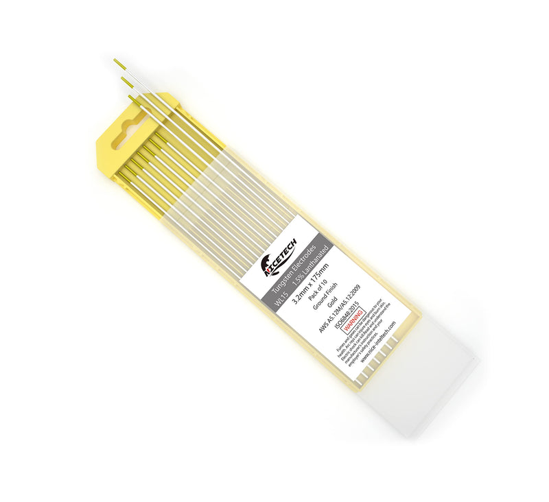 TIG Welding Tungsten Electrodes 1.5% Lanthanated 3/32" x 7" (Gold, WL15/EWLa-1.5) 10-Pack 3/32" x 7" Gold