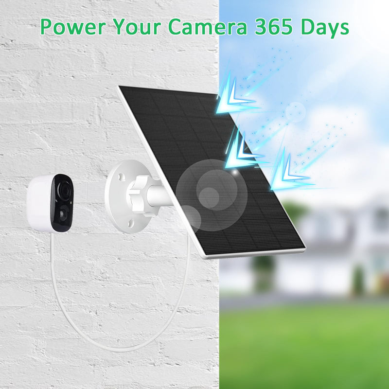 FUTUREZEN 2W Solar Panel for Security Camera Outdoor, 5V USB/Type-C Solar Charger Compatible with Rechargeable Battery Cameras, IP65 Waterproof, 360° Adjustable Mount, 7.2ft Cable (2 Pack, White) 2W-2 Pack-White