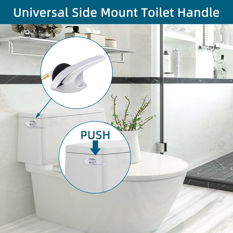 Hygie Rinse Universal Side Mount Toilet Handle Replacement Kit Compatible with Kohler K-GP30324-CP/Glacier Bay Toilet with 1pc Flapper Chain, Metal Toilet Flusher Lever, Chrome
