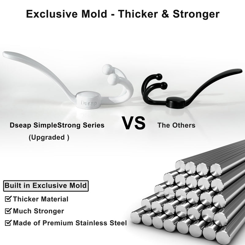 Dseap Over Door Hook 2.0 - Upgraded Version - Simple-Assembly, Strong, Heavy-Duty Stainless Steel 5-Tri-Hook Over The Door Hanger Rack, SimpleStrong Series, White 1 - NewNest Australia