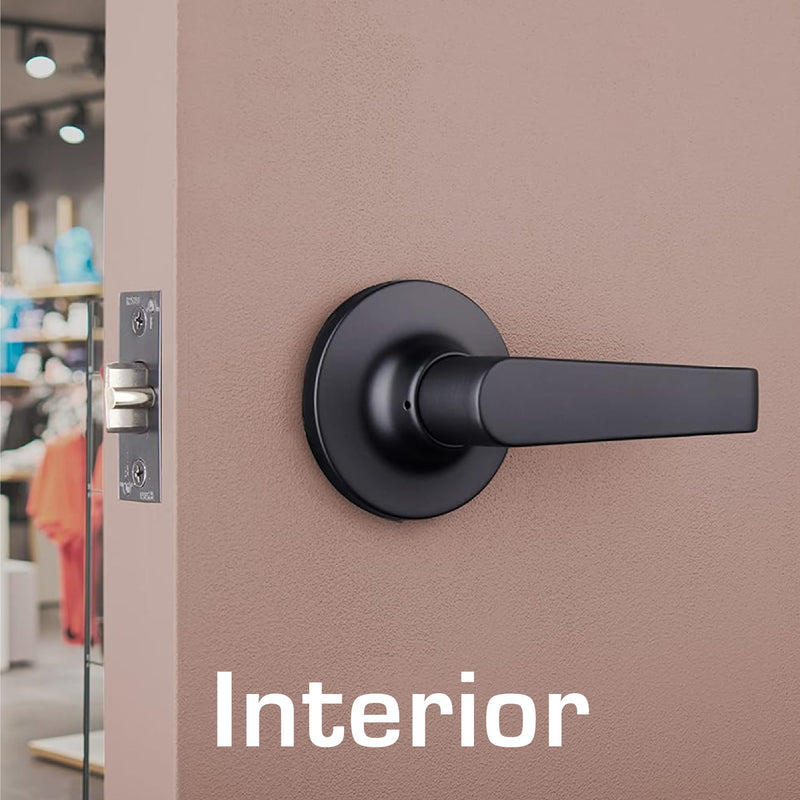 BRINKS Commercial - Light Duty Keyed Door Entry Storeroom Lever, Matte Black Finish - Meets ANSI Grade 2 Standards and is ADA Compliant 1 Pack Keyed Entry Storeroom Lever