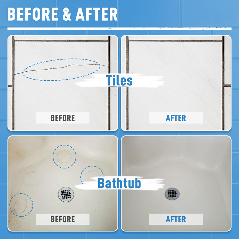 DWIL Tub and Tile Paint, White Paint for Bathtub, White Touch Up Paint for Porcelain, Scratches, Cracks and Spots on Tile, Quick Dry Porcelain Paint, Porcelain Repair Kit for Sinks, Enamel and Toilets, 1.5 Fl Oz(Semi White) Semi Gloss