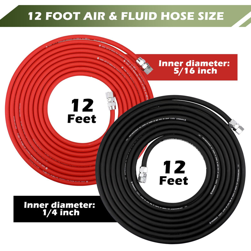 Frienda 2 Pcs 12 ft Air and Fluid Hose Assembly Set with Fittings