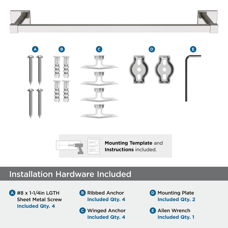 Amerock Appoint Polished Nickel 18 inch (457 mm) Center-to-Center Towel Bar, BH36073PN 18 Inch (457 mm)