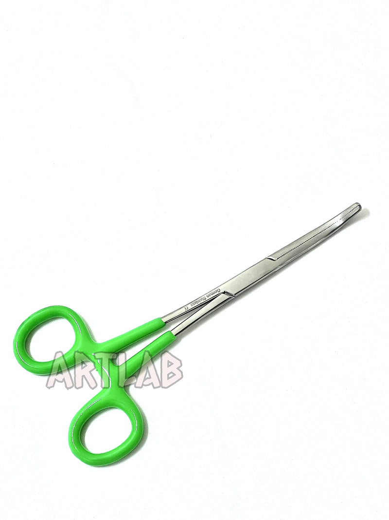 German Vinyl Grip Locking Straight & Curved Hemostat -Hemostat Forceps- Stainless Steel Locking Tweezer Clamps - Ideal Hemostats for Nurses, Fishing Forceps, Crafts and Hobby (Green CVD 6.25") GREEN CVD 6.25"