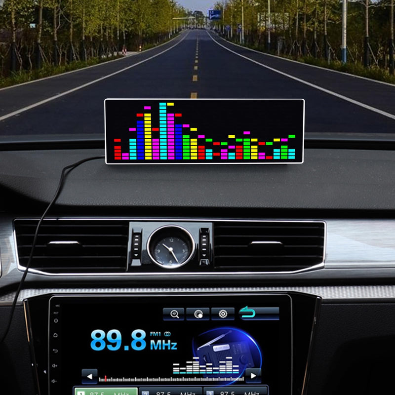 384 LEDs Music Spectrum Display, Audio Spectrum Analyzer Delivering 84 Dynamic Effects, Voice Controlled Rhythm Light with Electronic Clock Function