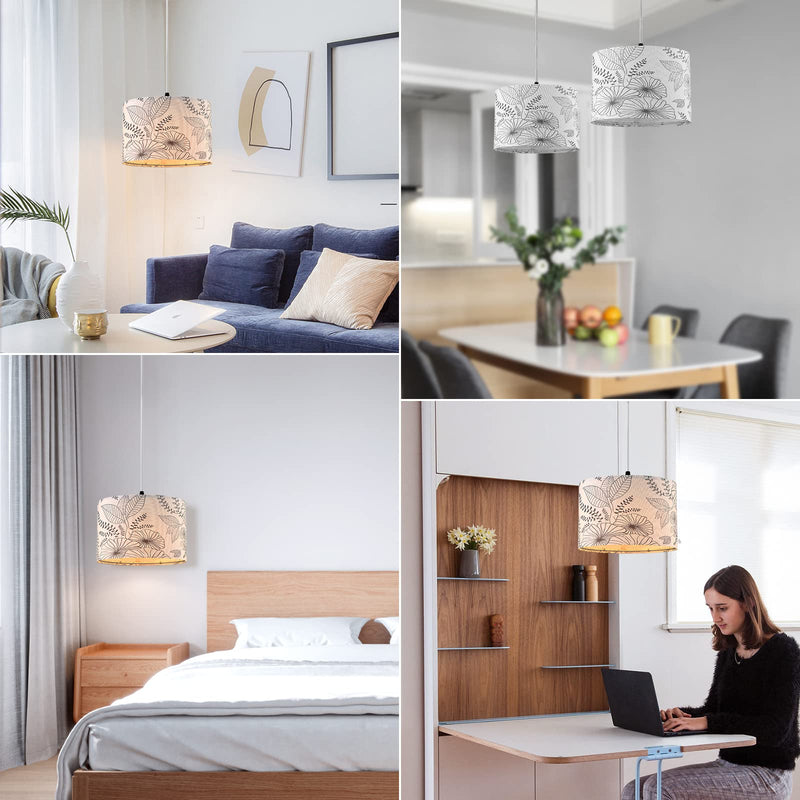 Plug in Pendant Light, Hanging Light with Plug in Cord with Dimmable Switch, Hanging Lamp with 15 ft Clear Cord, Pendant Light Fixture for Bedroom Kitchen Island (Bulb Included) Flower