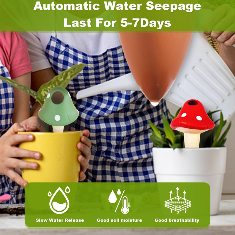 Terracotta Self Watering Devices Premium Self Watering Spikes Upgraded Planter Insert Device Irrigation Dripper Professional Garden Automatic Plant Accessories 4 Packs (Colorful Mushroom2.0) Colorful Mushroom2.0