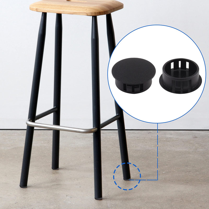 25Pcs 3/4 Inch(19mm) Black Hole Plug Plastic Hole Cover, Round End Cap Plug Flush Type Tube Insert Plug, Pipe Post Plug Panel Plug for Chair Furniture Glide Protectors 3/4" / 19mm(25Pcs)