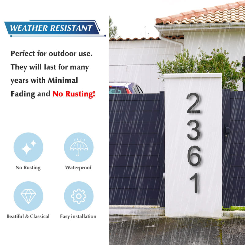 DEWEL 8 inch Floating Large House Numbers for Outside, Black Modern House Address Numbers Decor for 911 Visibility Signage with Nail Kits (House Number 1) Black 1