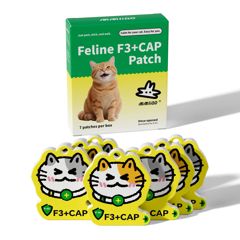 Cat Calming Patch-Dual-Action F3+Cap Pheromones for Anxiety Relief - Stops Hiding, Scratching & Excessive Meowing-Fast Acting Calming Stickers for Travel, Vet Visits & Grooming - 7 Patches