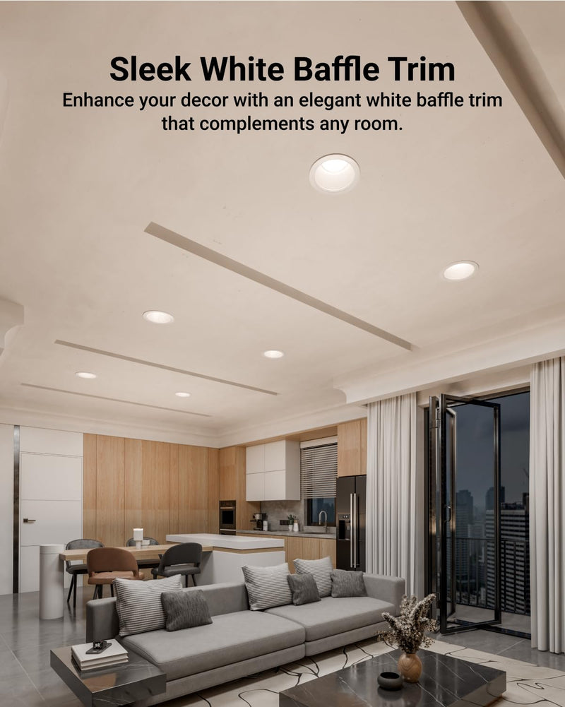 Sunco 12 Pack 6 Inch Ceiling Can Light Trim, Step Baffle with Detachable Ring, White Recessed Light Trim
