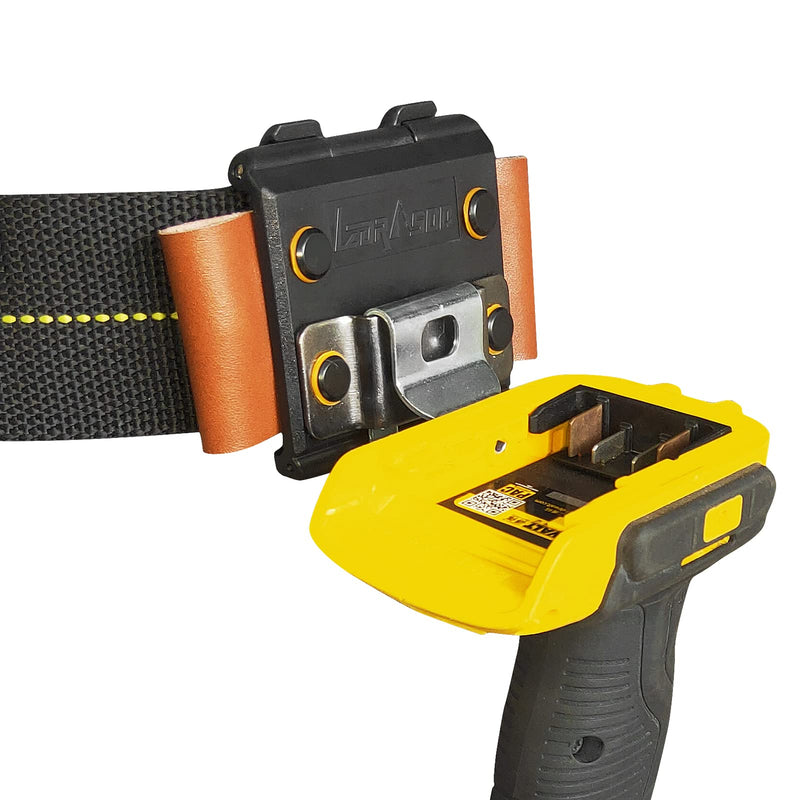 Tape Measure Holder, Drill Holster, Tactical Cordless Tool Belt Clip Holder, Holster with Belt Clip Hook,Small Electrician Tool Pouch with Clip Holster. Black Drill Holder with leather Pen holder