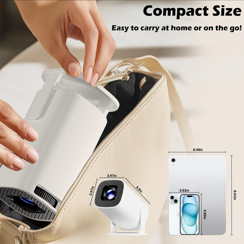 Mini Projector with Wifi and Bluetooth, Build-in Android 14, Portable Projector Outdoor&Ceiling Use, Auto Keystonet&270°Rotatable, 200 Ansi, 4k Home Thearter Movie Projector for HDMI USB