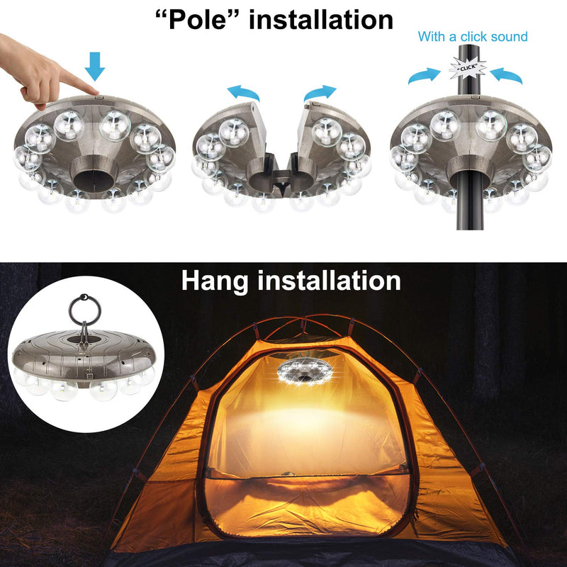 BIGMONAT Battery Operated Hanging Lights Outdoor Patio Umbrella Light RF Remote Control,12 Colors Changing Pole Light for Umbrella,Wireless Under Umbrella Lights Brightness Dimmable and Timer Bronze-clear Bulb