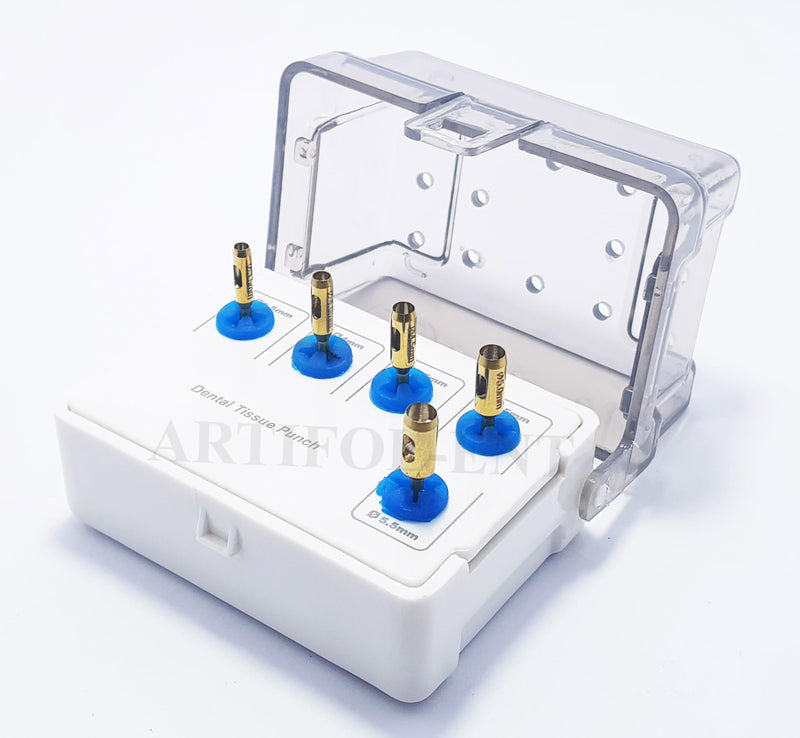 Dental Tissue Punch Kit Gold Color 5 Pcs Set with Holder OS1022