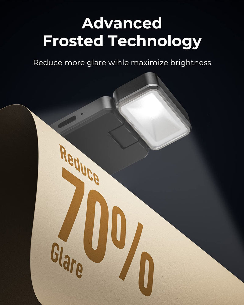 86lux Reading Light, Rechargeable Book Light for Reading in Bed, Ultralight Clip-on LED Bookmark Lamp with 3 Amber Colors & Stepless Dimming for Night Reading for Book Lovers, Kids, Grey Gray