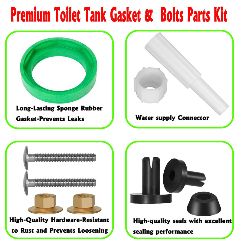 Toilet Tank to Bowl Coupling Kit, American Standards Toilet Part Champion 4 AS738756-0070A, Complete Set with Gasket, Bolts and Other Essential Parts for Most 3 Inch Flush Valve Opening Tanks