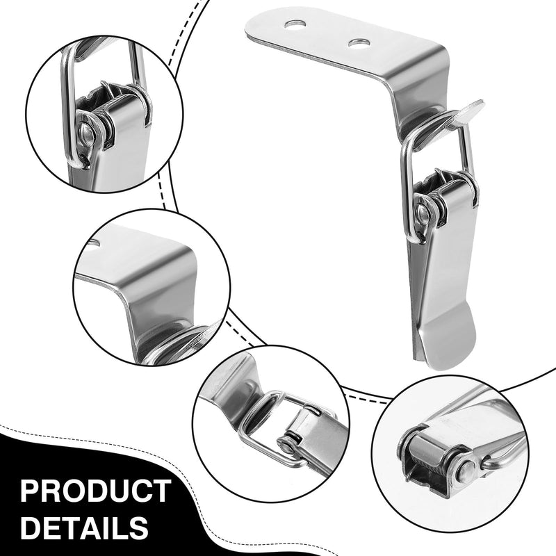 4 Pack 90 Degree Tool Box Hood Locks Latches, Stainless Steel Spring Loaded Toggle Latch Tool Box Hasps Catch Clamp Clip Lock with 16 Screws for Cabinet Door Barn