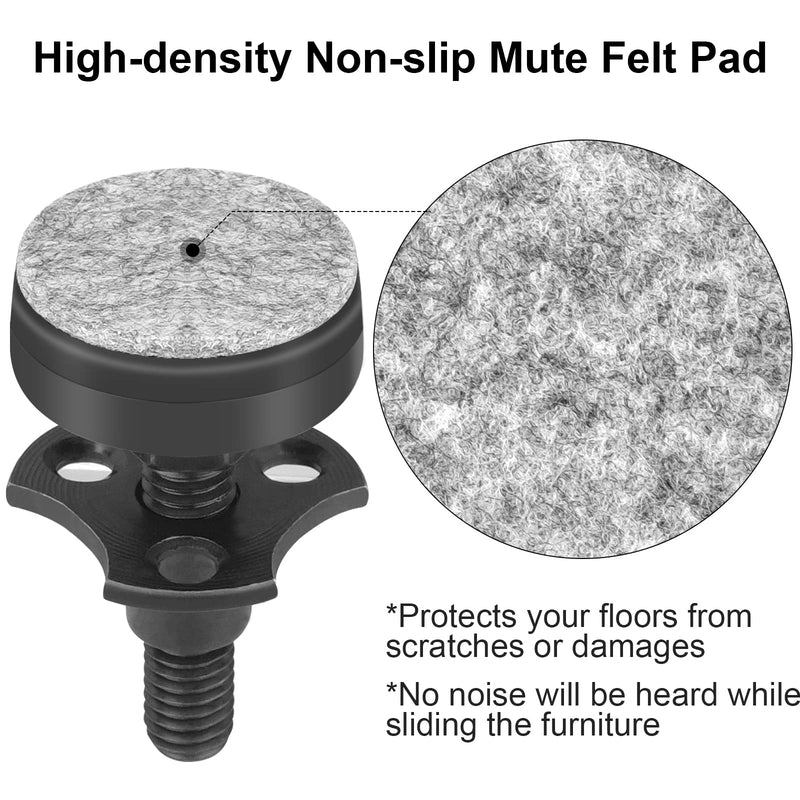 Heavy Duty Furniture Levelers 3/8''-16 Thread w/ T-Nut Kit Furniture Leveling Feet Adjustable Furniture Levelers for Tables,Cabinets,Chairs,Workbench,Sofa and More,Large Base Supports 1320LBs-4 Packs 4 Packs Black