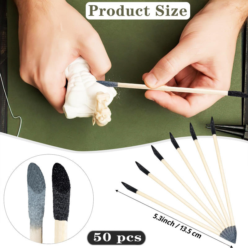 50 Pcs Sanding Sticks, Double End Matchsticks Sanding Twigs, Fine Detailing Sanding Tools for Tight Spaces Plastic Models Wood, 120/280 Grit 5.4 x 0.2 Inch 50 Pcs Double-ended