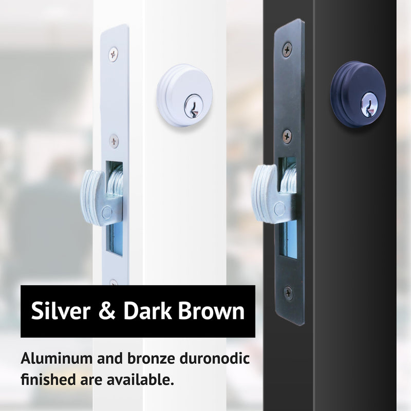 elox Storefront Narrow Stile Mortise Door Lock Hookbolt, Sliding Bolt & Zinc Alloy Cylinder Combo with Key & Adams rite cam, (31/32" Backset, Bronze Duronodic Color) Bronze Duronodic Finish