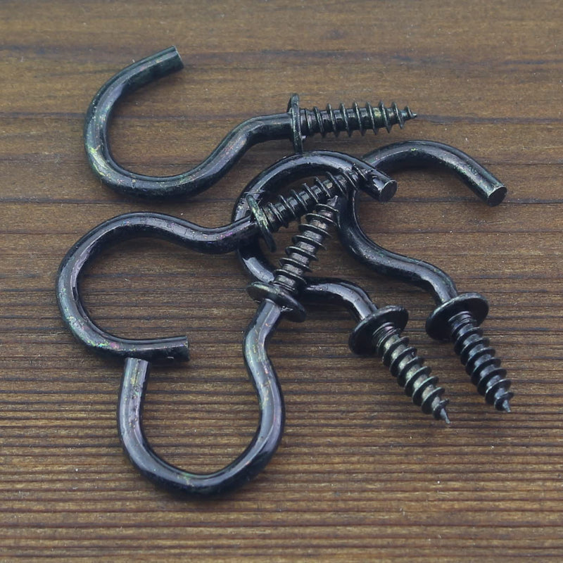 120 Pieces 3/4 inch Cup Screw Hooks, Screw-in Hooks, Ceiling Hooks, Self-Tapping Screws Hooks, Hanging Hooks, Screw Hooks, Black