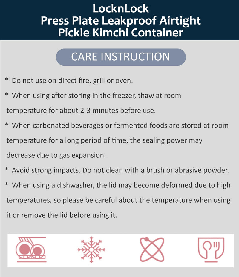 Lock & Lock BPA Free Rectangular Pickle Kimchi Press Ferment Storage Container (3.6L) 3.6L