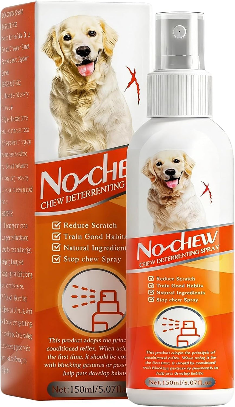 No Chew Spray for Dogs, 5.07 Oz Bitter Apple Spray for Dogs to Stop Chewing, Pet Deterrent Spray, Dog Anti Chew Spray for Furniture Protect, Prevent Dog Chewing Licking, No Bite & Marking White