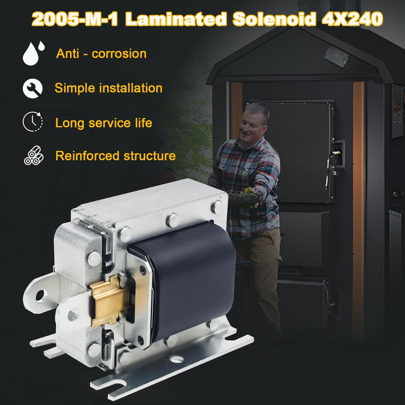 2005-M-1 Laminated Solenoid 4X240 Fit for All WM Models Pull, Foot Mounted, Solder Lug, 120VAC/60Hz Cont, 20.50 Ohms,17.9W