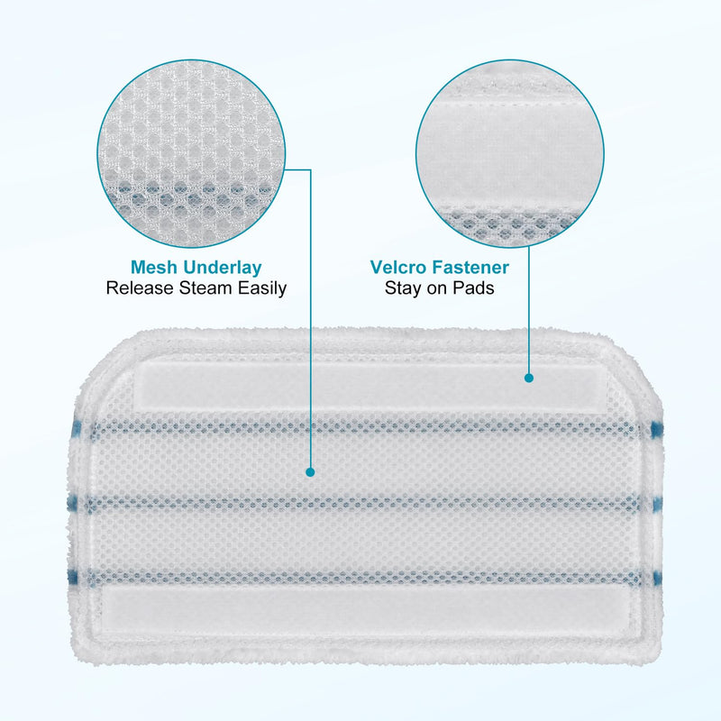 Steam Mop Pads Replacement Compatible with Black+Decker Steam Mop SM1600, SM1610, SM1620, HSM13E1, HSMC1300FX, HSMC1321, HSMC1361SG Cleaner Black and Decker Steam Mop Replace Pads for Floor Cleaning 4 Pack Black+Decker Mop Pads